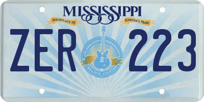 MS license plate ZER223