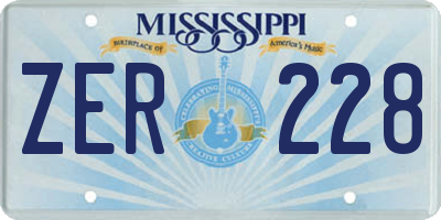 MS license plate ZER228