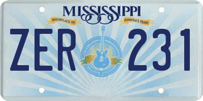 MS license plate ZER231