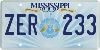 MS license plate ZER233