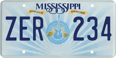 MS license plate ZER234