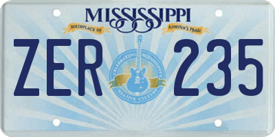MS license plate ZER235