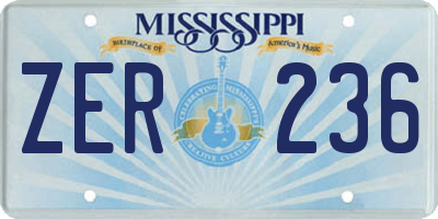 MS license plate ZER236