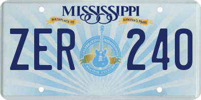 MS license plate ZER240