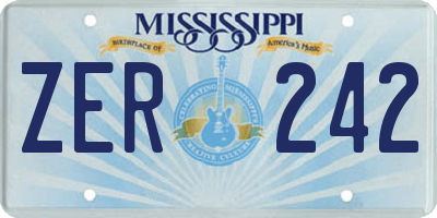 MS license plate ZER242