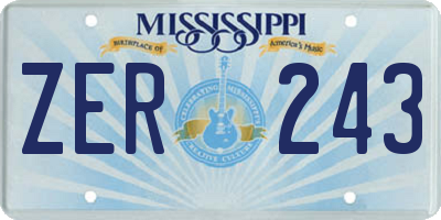 MS license plate ZER243