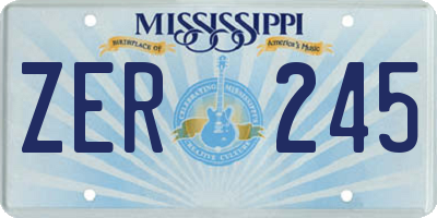 MS license plate ZER245