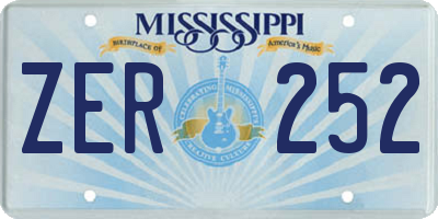 MS license plate ZER252