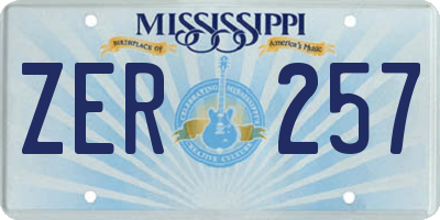 MS license plate ZER257