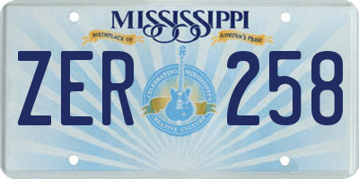 MS license plate ZER258