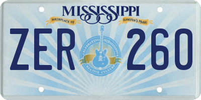 MS license plate ZER260