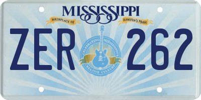 MS license plate ZER262