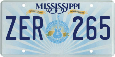 MS license plate ZER265