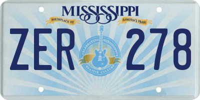MS license plate ZER278