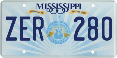 MS license plate ZER280