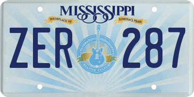 MS license plate ZER287