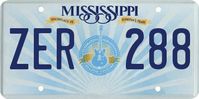 MS license plate ZER288