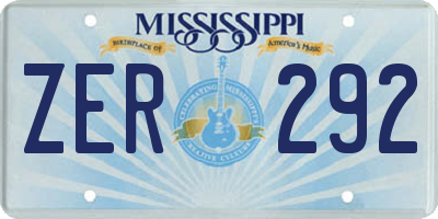 MS license plate ZER292