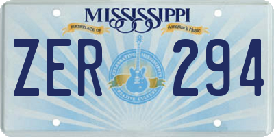 MS license plate ZER294