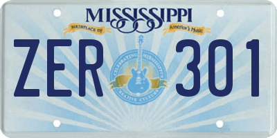 MS license plate ZER301