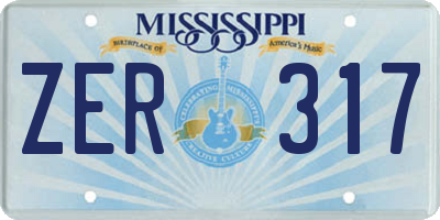 MS license plate ZER317