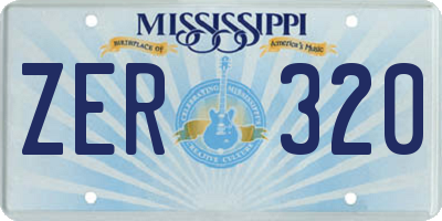 MS license plate ZER320