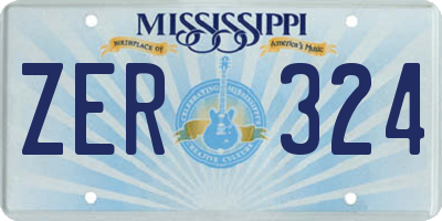 MS license plate ZER324