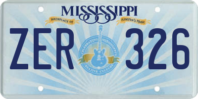 MS license plate ZER326