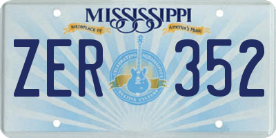 MS license plate ZER352
