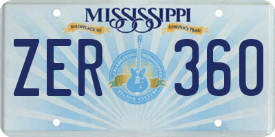 MS license plate ZER360
