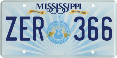 MS license plate ZER366