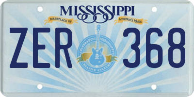 MS license plate ZER368