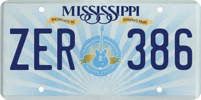 MS license plate ZER386