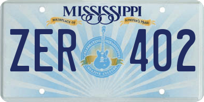 MS license plate ZER402