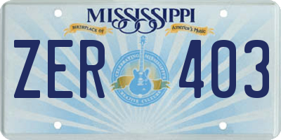 MS license plate ZER403