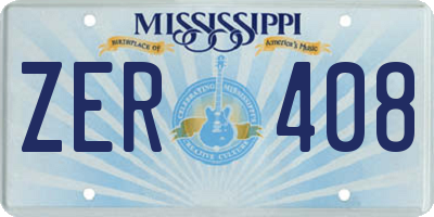MS license plate ZER408