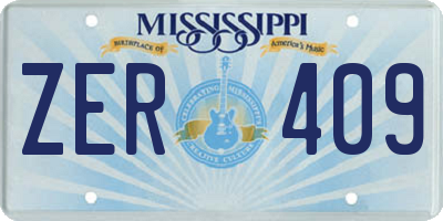 MS license plate ZER409