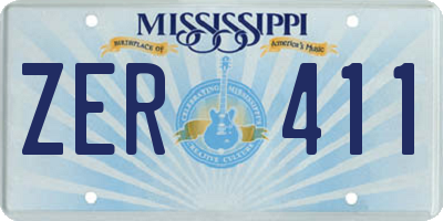 MS license plate ZER411
