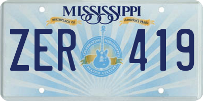 MS license plate ZER419