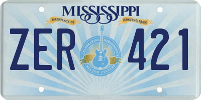 MS license plate ZER421