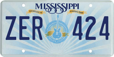 MS license plate ZER424