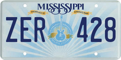 MS license plate ZER428