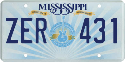 MS license plate ZER431
