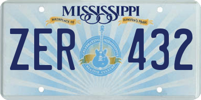 MS license plate ZER432