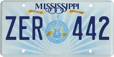 MS license plate ZER442
