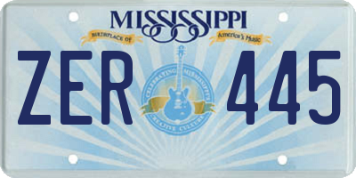MS license plate ZER445