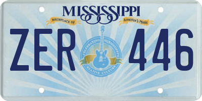 MS license plate ZER446