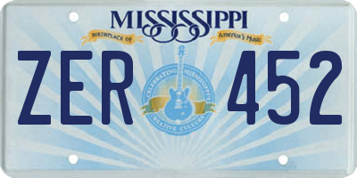 MS license plate ZER452