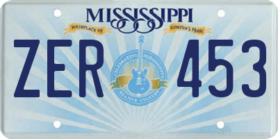 MS license plate ZER453