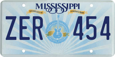 MS license plate ZER454